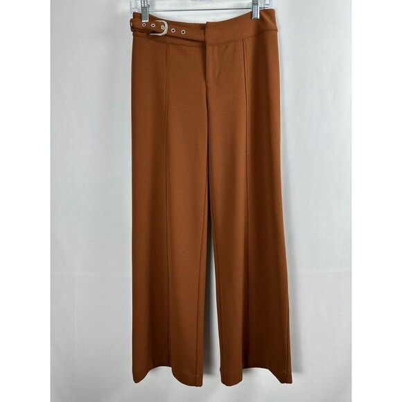 INC International Concepts Pants - INC Belted Wide Leg Trousers 4P Brown Career Minimalist Clean Girl Workwear